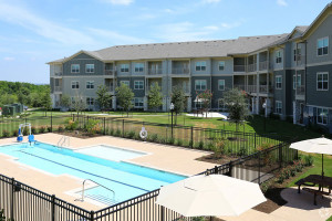View of the pool area at the Villages at Ben White from a balcony